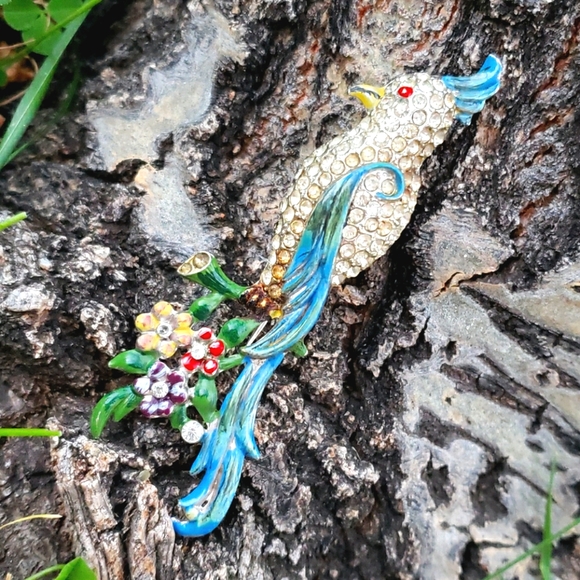 Rare 1940s Colorful Bird Duette Enamel Fur Clip - Picture 3 of 12